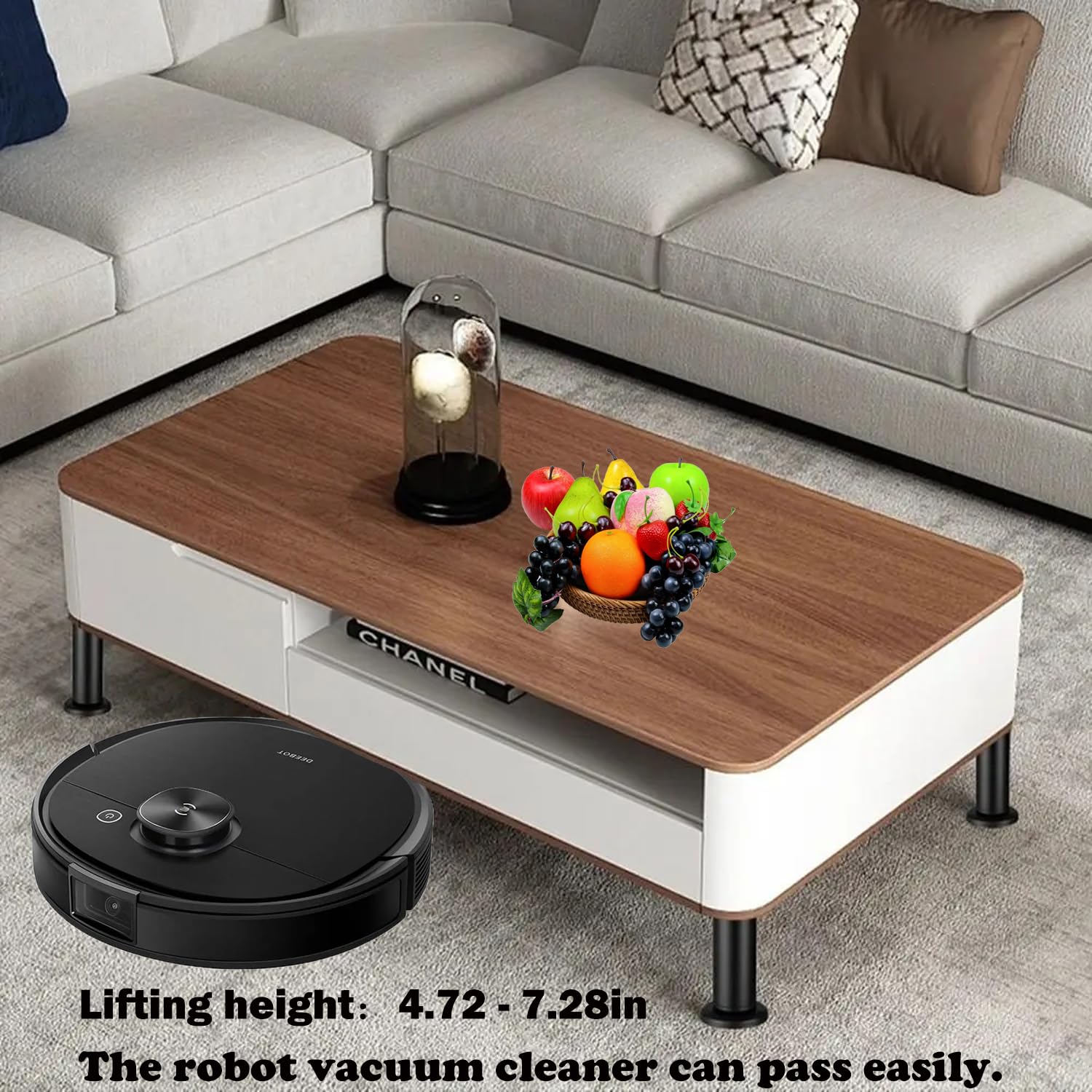 LCOUACEO Pack of 6 Adjustable Furniture Feet, Metal Black Height Adjustable 12-18.5 cm Furniture Feet - Image 3