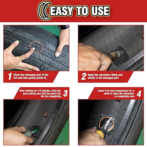 Miniatura 5 de Cemento vulcanizante químico, pegamento transparente para reparación de neumáticos, cemento de goma multiusos, kit de parches de neumáticos de alta