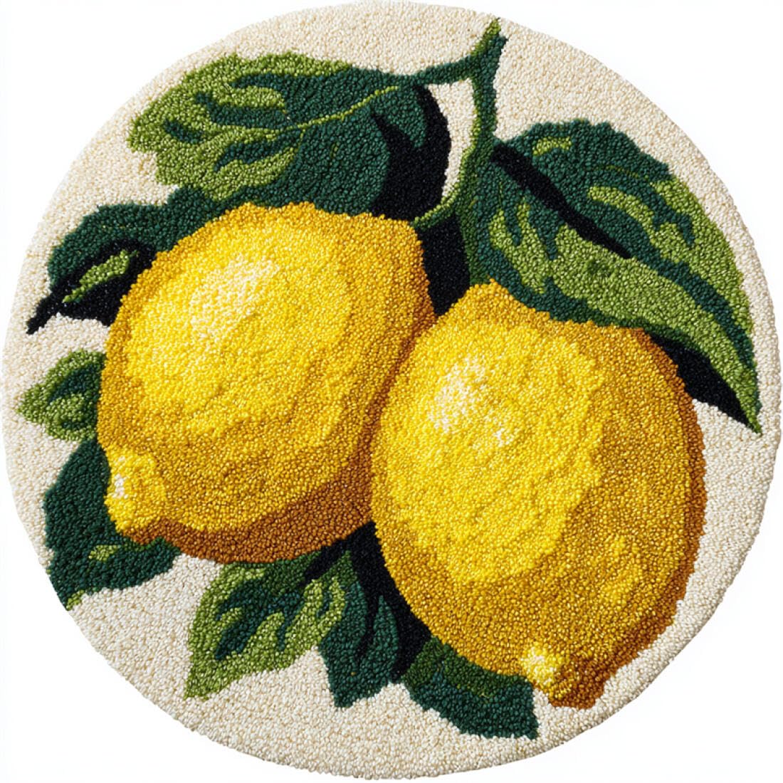 Rqwybcaxn DIY Rug Latch Hook Kits for Adults Needlework Kit Cartoon Fruit Lemon 50x50cm Round Washable Area Rug Living Room Wall Hanging