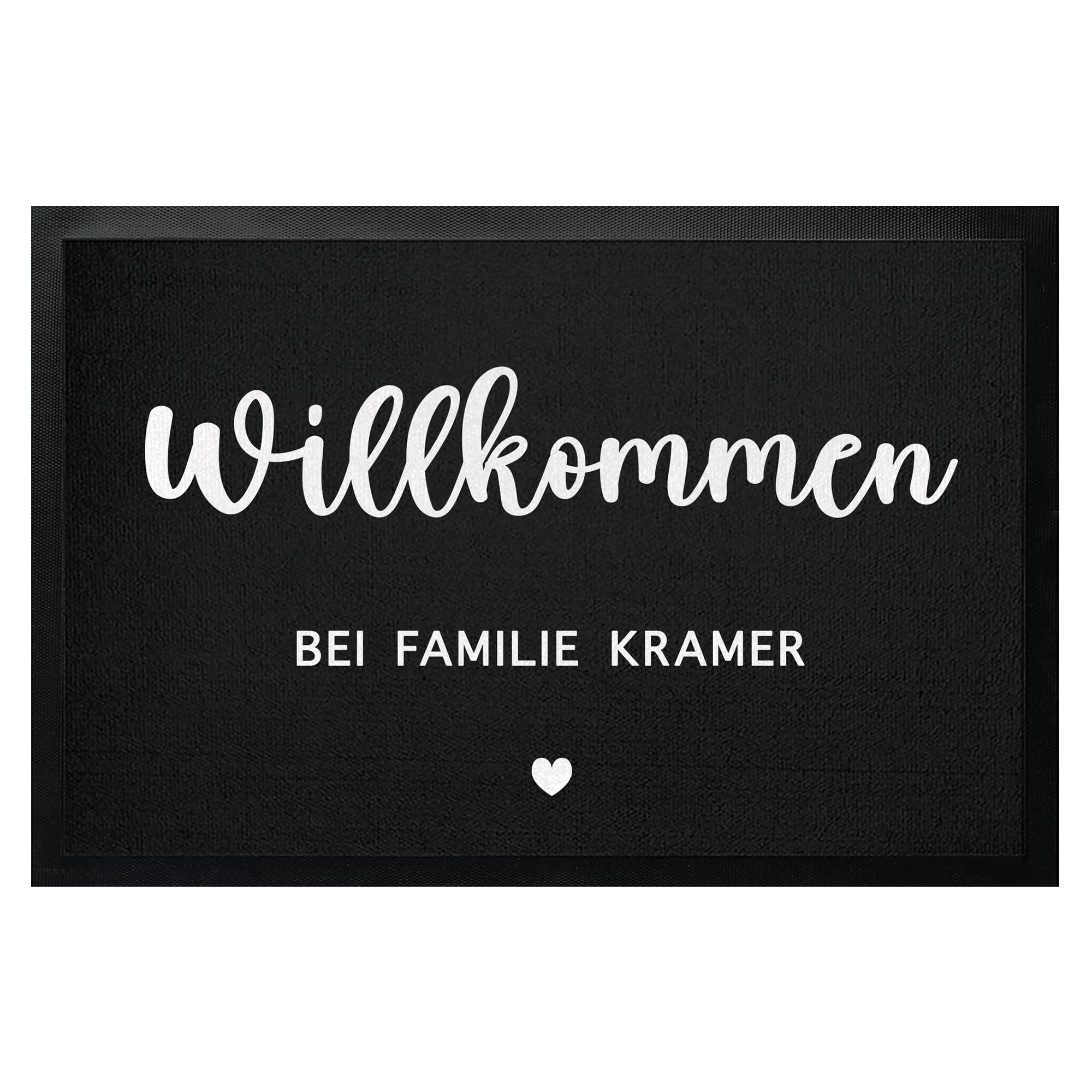 Willkommen Fußmatte Personalisiert Familie Name bis 120cm | Türmatte personalisiert schwarz als Geschenk zum Einzug, Hochzeit, Verlobung, Geburtstag mit Wunschtext (80x60cm)