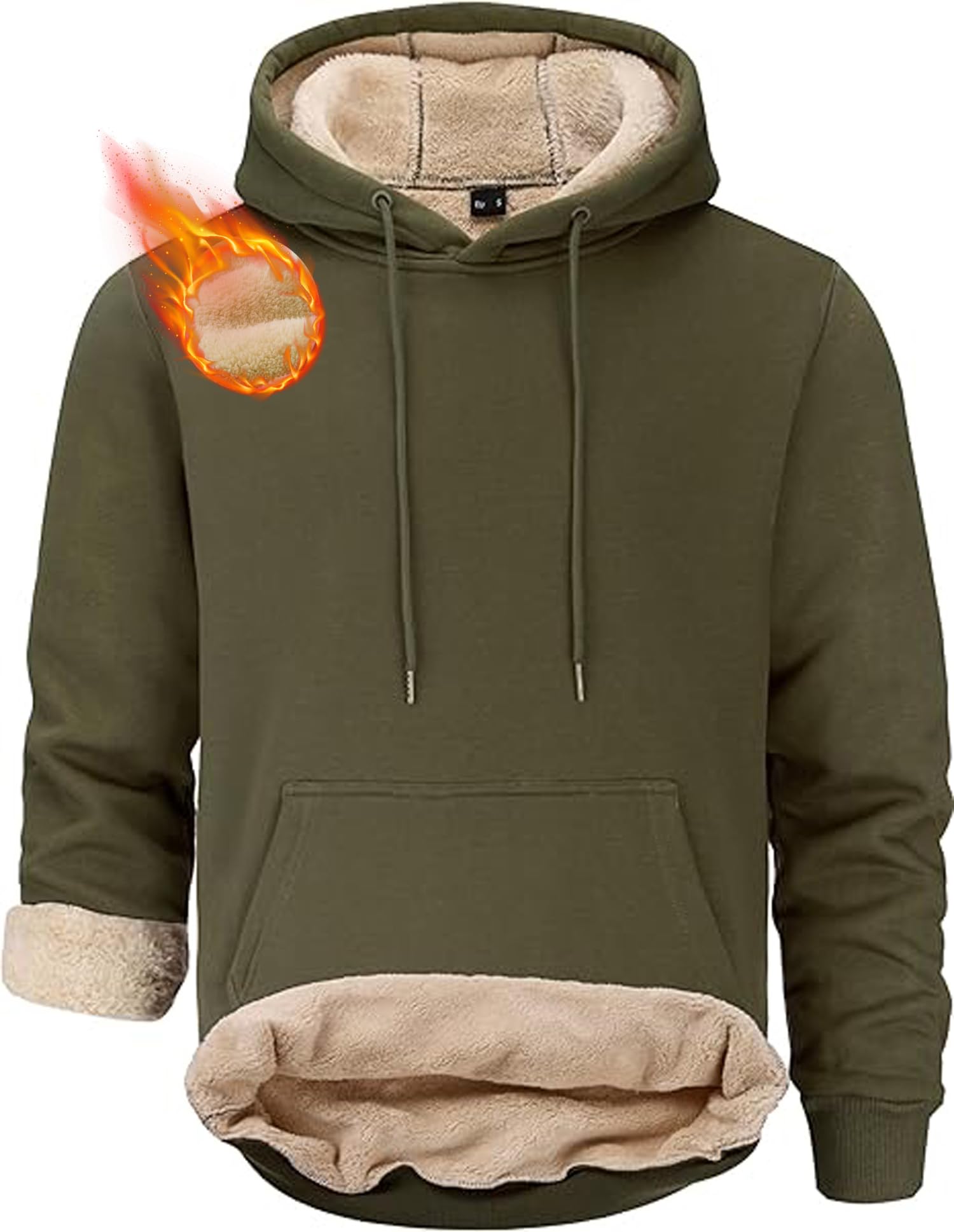 Men's Fleece Hoodies Warm Pullover Drawstring Hooded Sweatshirts Simple Casual Basics Thick Hoodie