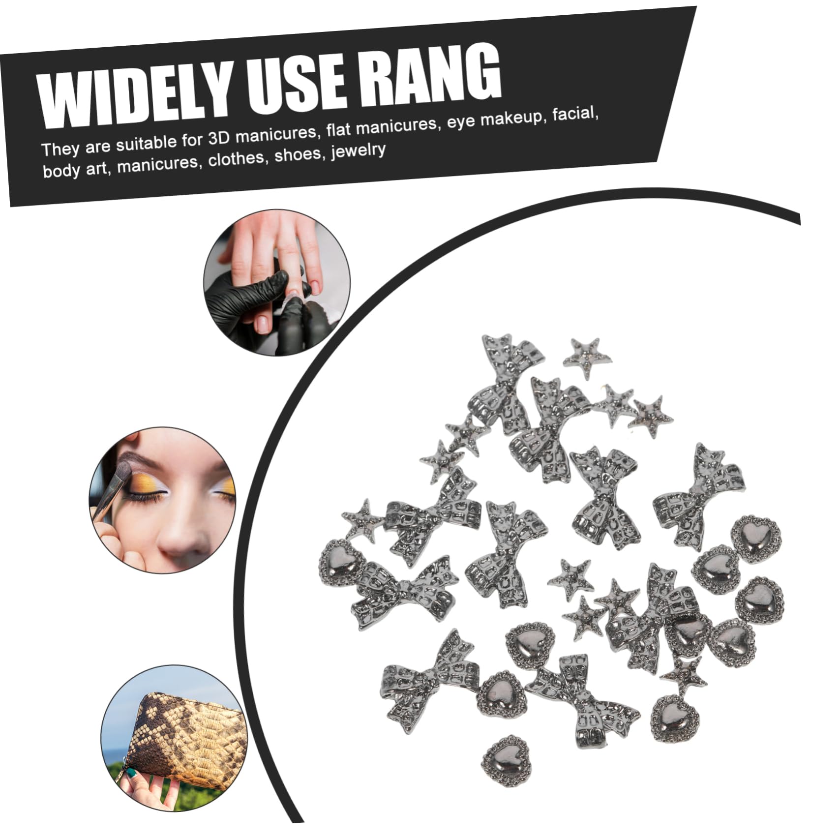 PACKOVE 150pièces Charms De Nail Art Accessoires Métalliques Pour Manucure Décorations Pour Et