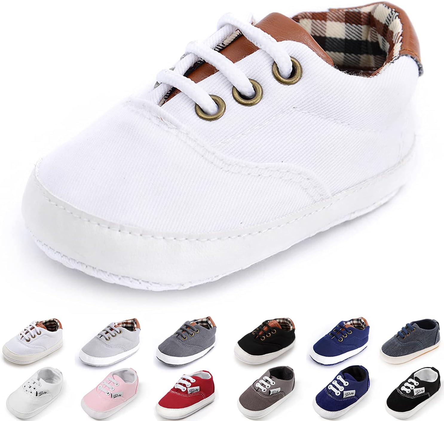 ohsofyInfant Baby Boys Girls Canvas Sneaker Toddler Slip On Anti Skid Newborn First Walkers Candy Shoes for 0-18 Months