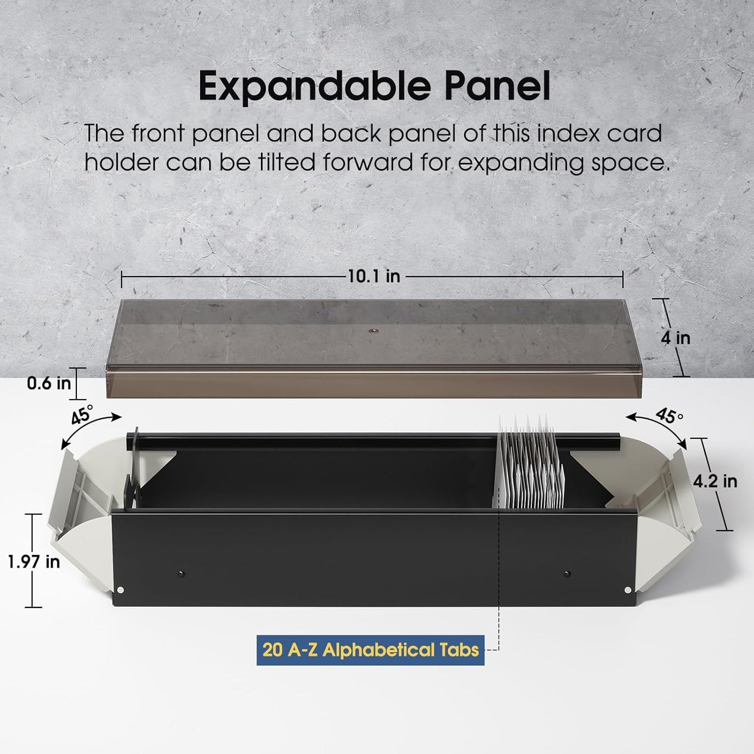 Portatarjetas de Visita, Almacenamiento de hasta 800 Tarjetas Caja de Tarjetas de Visita Extensible de Metal Y Plástico con Tapa Transparente(Negro)