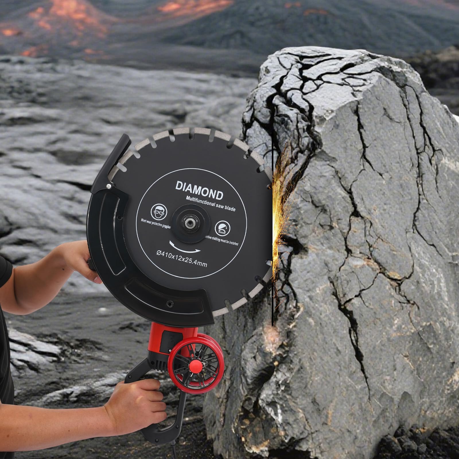 Sierra eléctrica para hormigón, 4000 W, sierra circular con hoja de sierra y polea de inversión rodante para cortar piedra, hormigón, granito