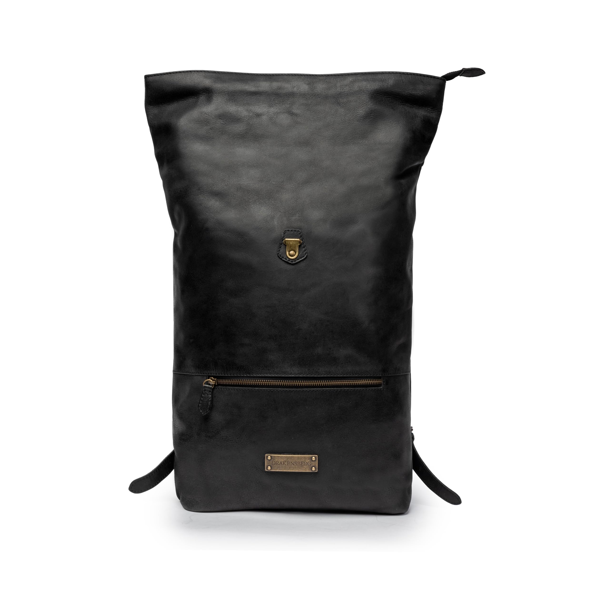 DRAKENSBERG Leder Roll-Top Rucksack 'Ryan' 16" Laptopfach, Damen, Herren, Vintage-Tagesrucksack, groß, bis 25L - Schwarz, DR00368