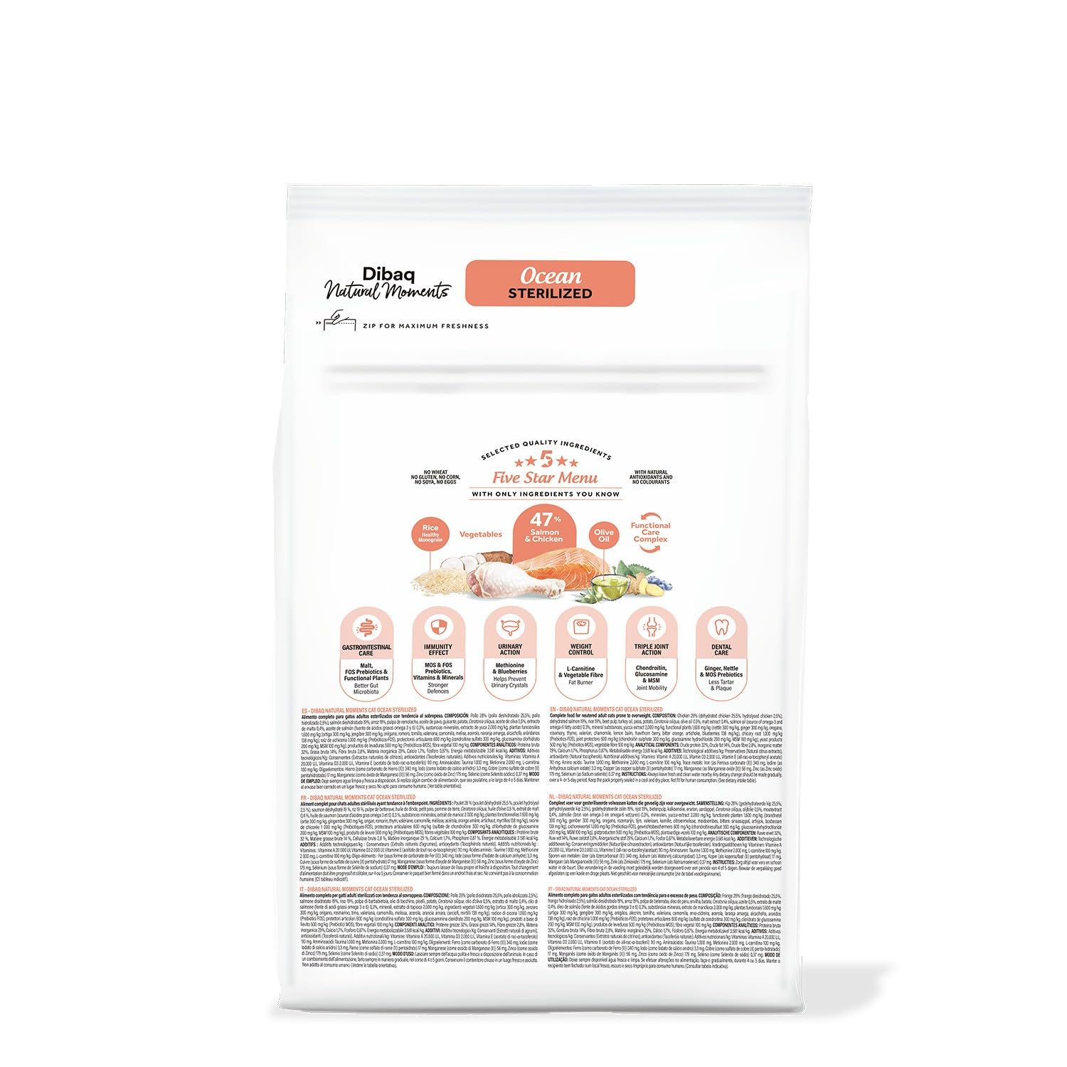 Dibaq Natural Moments 5 Star Esterilizado Salmón, 6 kg
