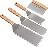 Anmarko Stainless Steel Spatula Set - Teppanyaki Griddle Turner, Pancake Flipper, Hamburger Spatula & Scraper for BBQ Grill Flat Top