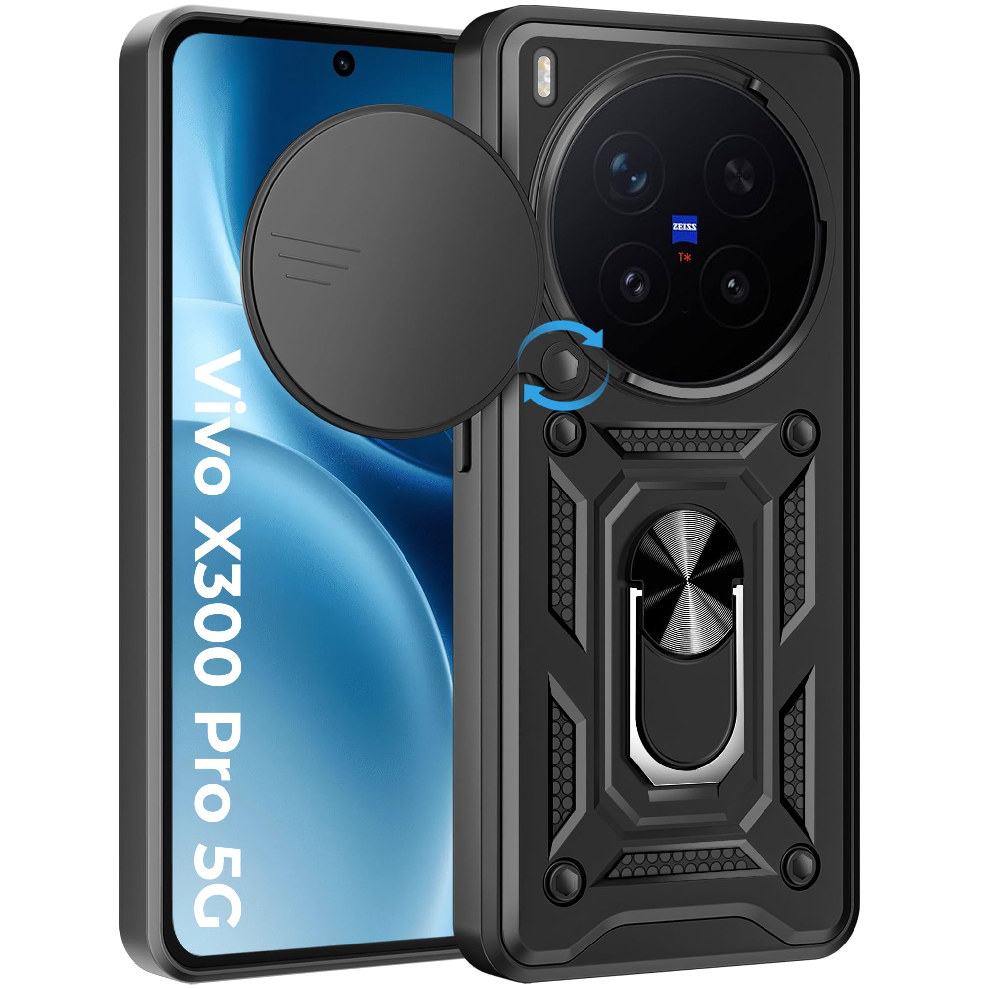 A rtistque Armor Bumper Back Cover Case for Samsung Galaxy S24 Ultra 5G | Ring Holder Stand | Sliding Camera Protection | Shockproof Rugged Design | Samsung S24 Ultra Back Cover - Black — Amazon image 22