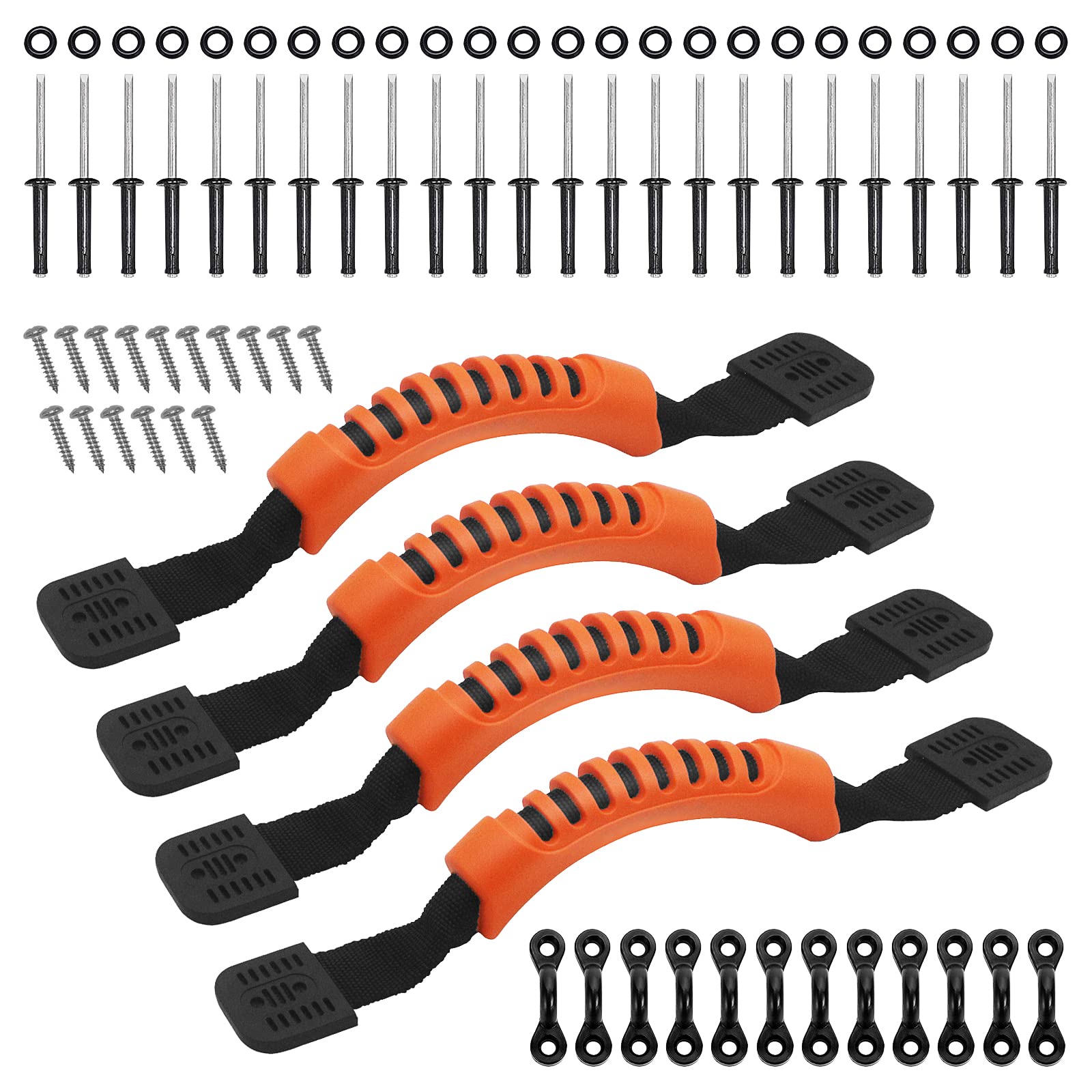 2 Hole Kayak Carry Handles 2 Pack - Replacement Nylon Rubber Handles With Hardware