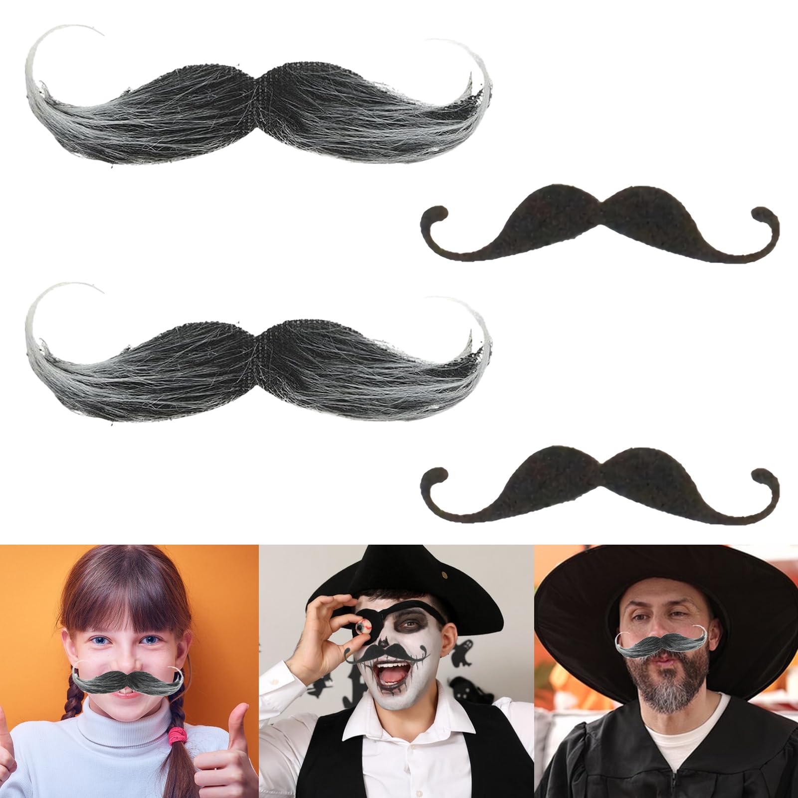 Set De 6 Bigotes Falsos Autoadhesivos Legami – Hot Mou-Stache, Colores Negro, Marrón, Gris Y Naranja, Tamaño Mediano (FMU0001) – Cambio De Look Rápido