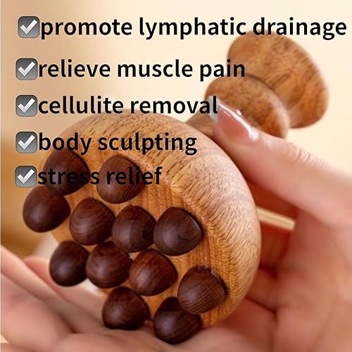 Miniatura 4 de Herramienta de masaje de terapia  Masajeador de setas de madera  Masajeador de drenaje linfático de madera  Kit de maderoterapia  Cepillo de presión