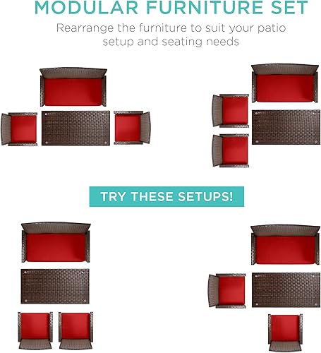 Miniatura 82 de Best Choice Products Juego de muebles de conversación de patio de mimbre al aire libre de 4 piezas para patio trasero con mesa de café, cojines de