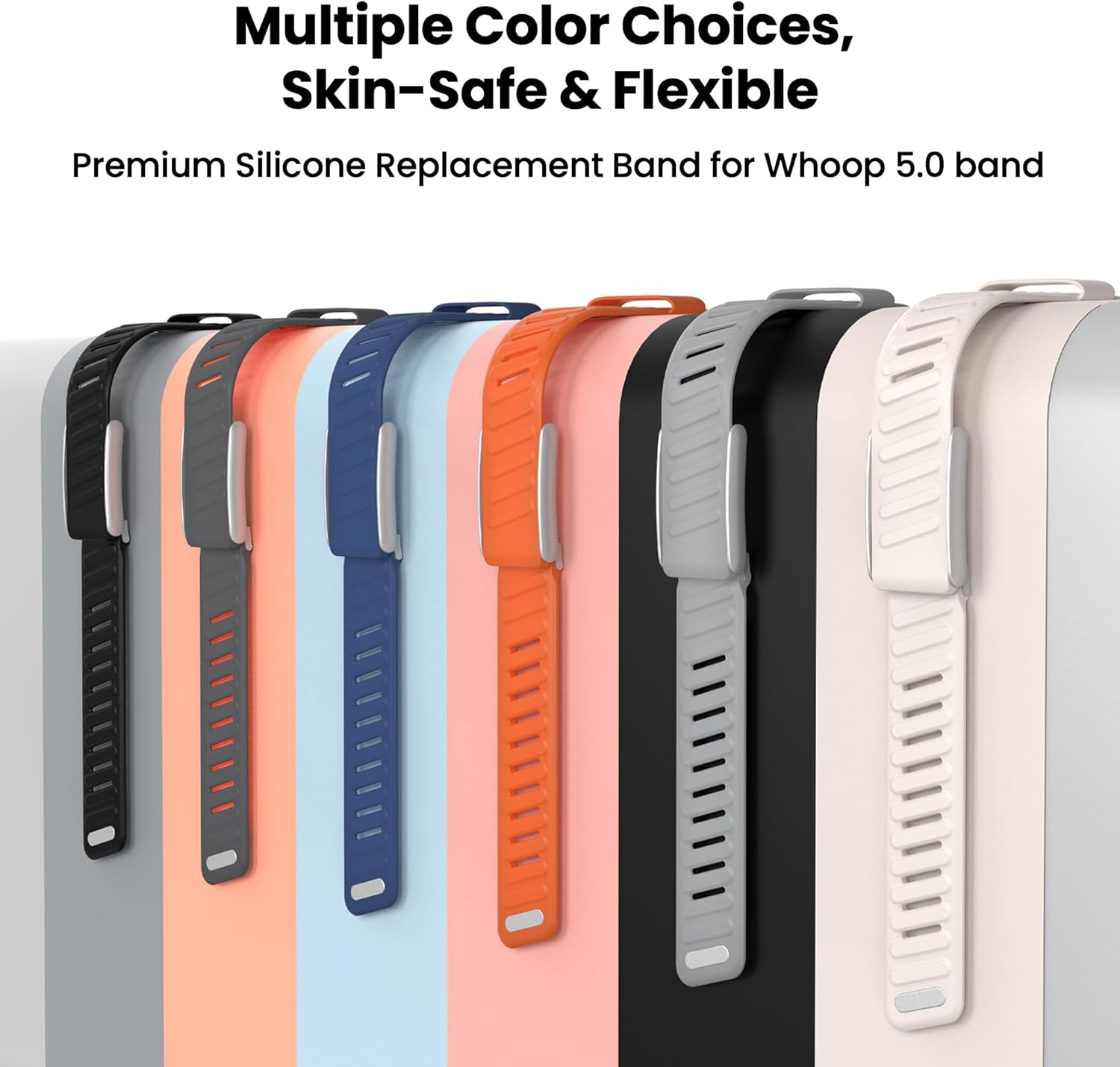 mimo Upgrade Durable Premium Silicone Sport Band for Whoop 5.0 Strap Men Women, Adjustable Waterproof Replacement Strap, Wristbands Straps for Whoop 5.0 Silicone Bands- Not Compatible with Gen 4