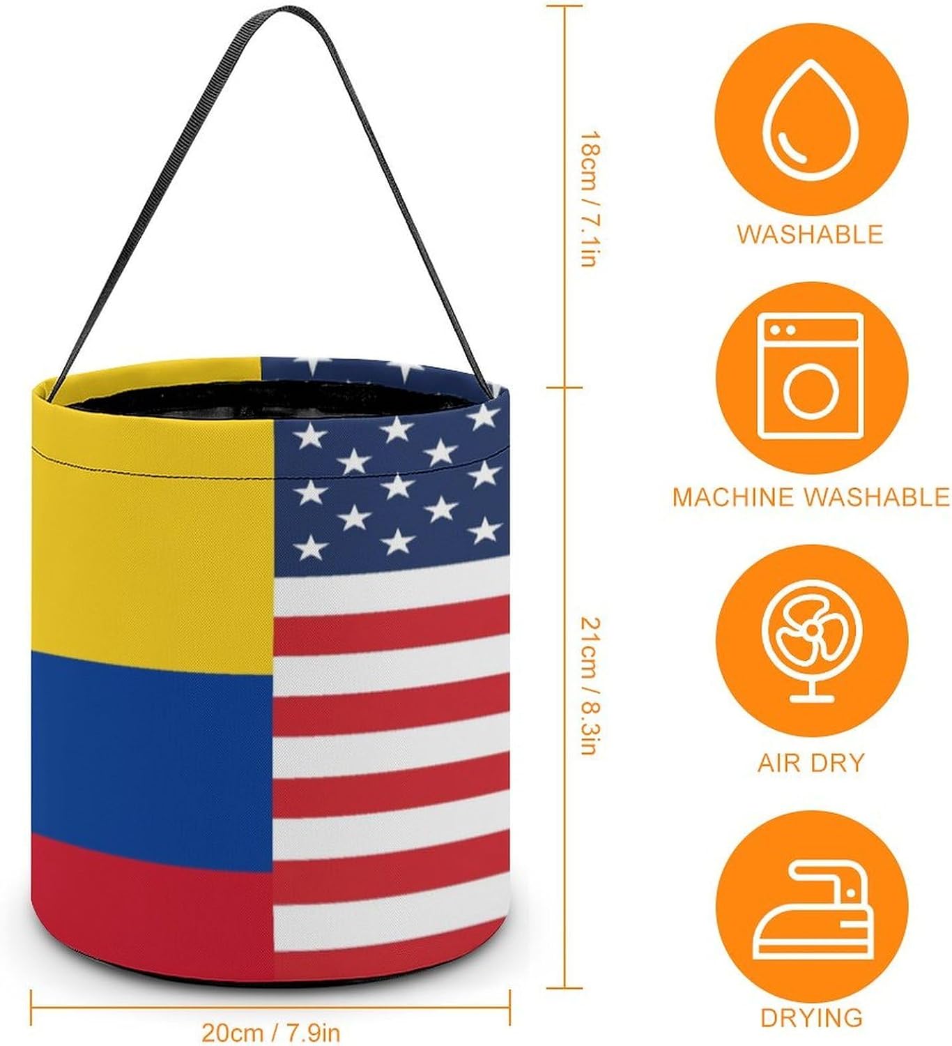 Colombia U.S.A Flag Halloween Treat Bag Reusable Candy Basket Tote Goody Bags Gift Party