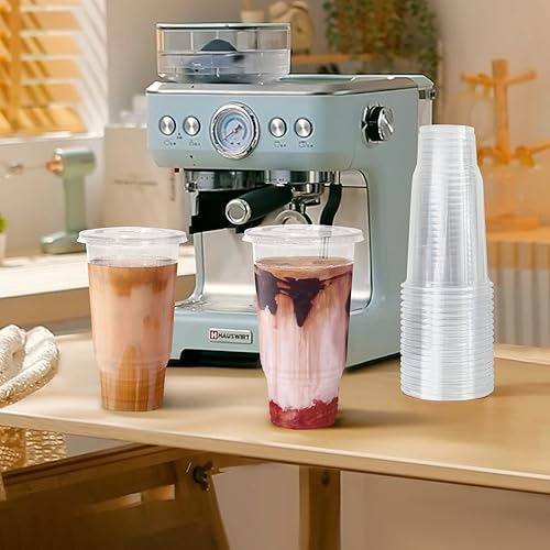 Miniatura 8 de 50 unidades Vasos de plástico de 32 onzas con tapas, 50 juegos de vasos transparentes desechables de gran tamaño, ideales para batidos, café helado,