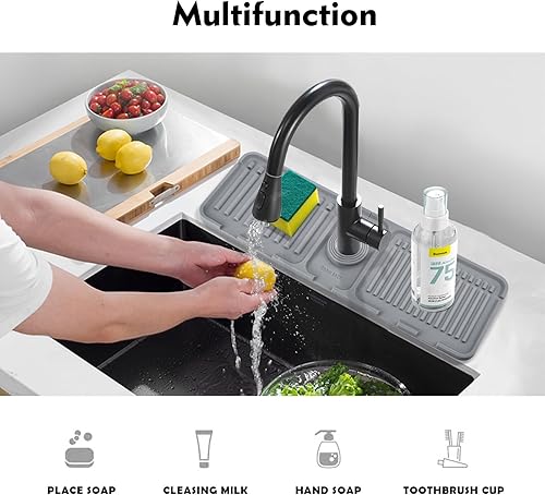 Miniatura 5 de SKitchen - Protector contra salpicaduras para fregadero de 14.5 x 5.5 pulgadas, protector de salpicaduras mejorado para grifo con drenaje