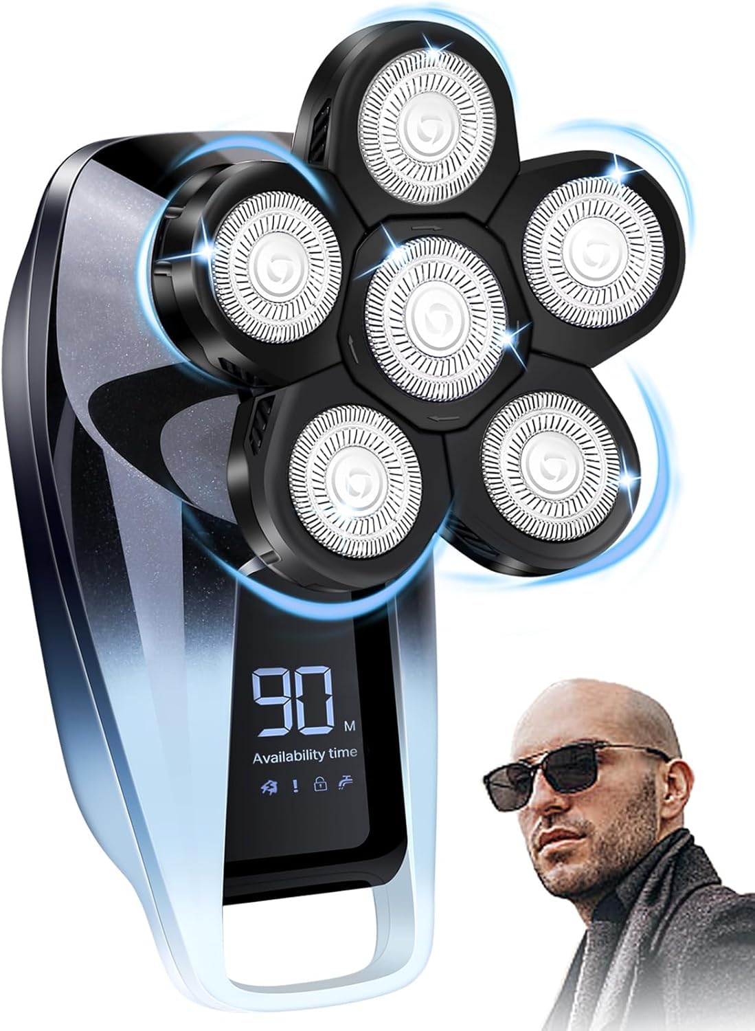 Head Shaver for Men,Bald Head Shavers,Electric Razor for Men Head Shaver Cordless,Man Electric Shavers for Face Wet and Dry, 6 in 1 Shaver for Bald Heads Rechargeable,Travel Hair Shaving Grooming Kit