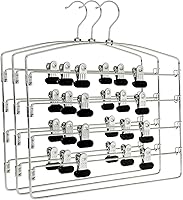Vista 7 de Perchas de metal de 3 barras múltiples de calidad, realmente resistentes, ahorran espacio, estables con acolchado de espuma antideslizante, gancho