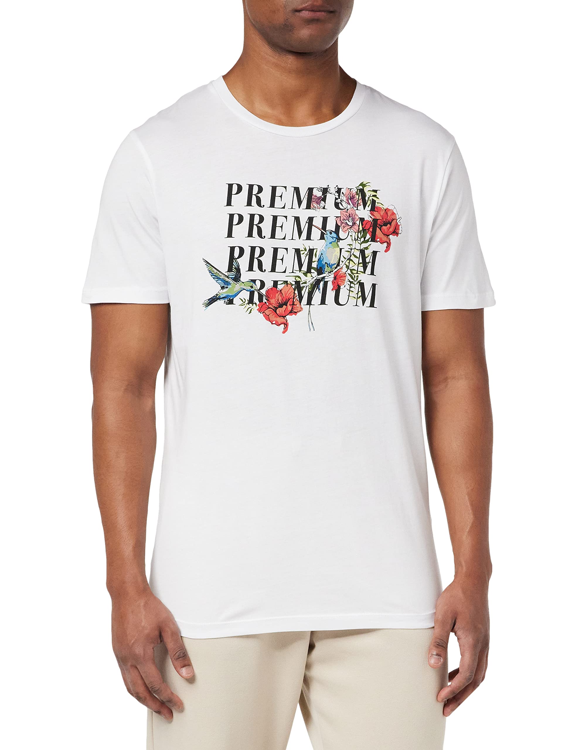 Jack & Jones Jprblabirdy Print SS-Camiseta de Manga Corta con Cuello Redondo Hombre