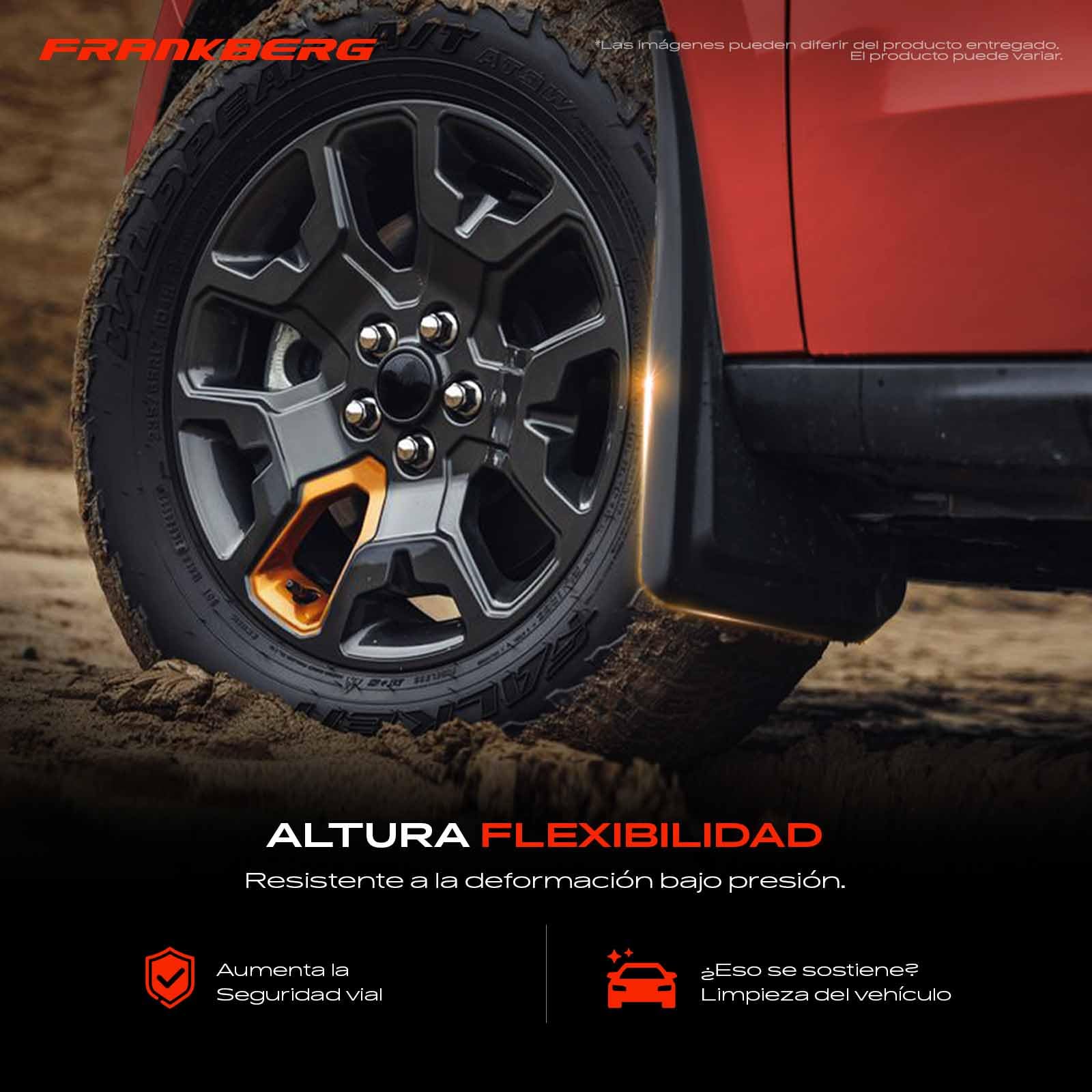 Frankberg 4X Guardabarros Universal Auto contra Salpicaduras recortables Delanteros y Traseros compatibles con Cabrio MPV Pick-ups Berlina Touring SUV Compacto Coupés y Camiones Negros 358 x 208 mm
