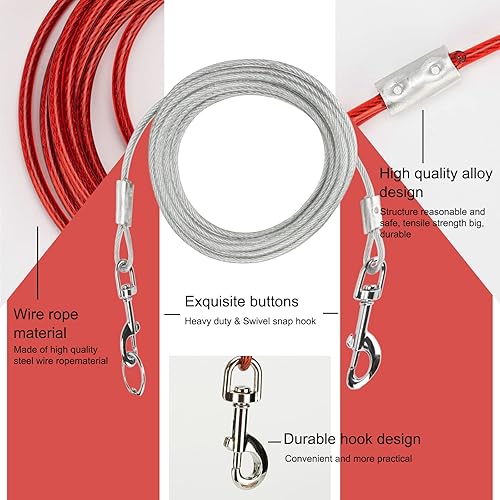 Miniatura 7 de Darkyazi Cable de amarre para perros y estaca reflectante de 16 pies para exteriores, patio y campamento, para perros medianos a grandes de hasta