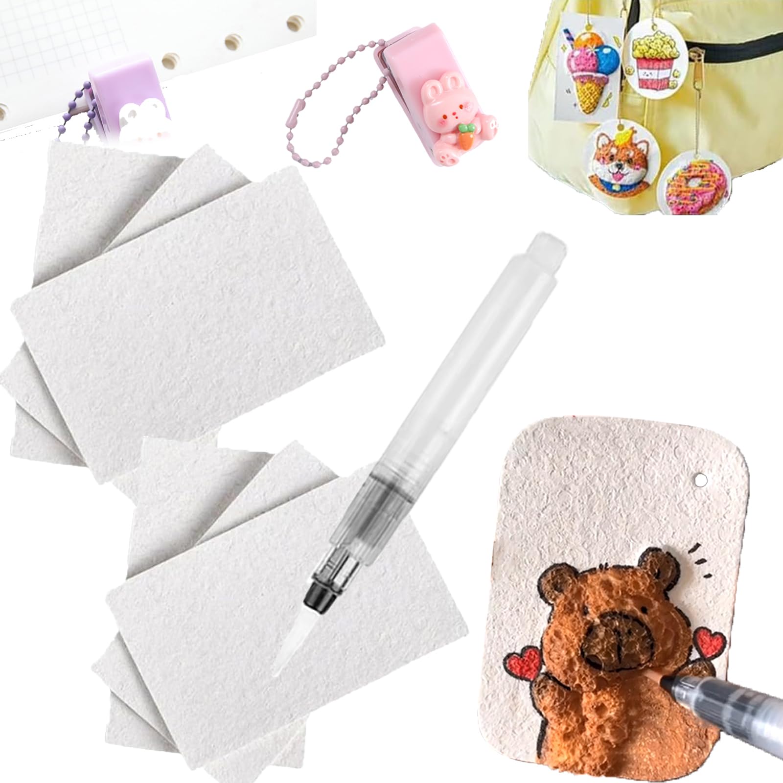 Kit Peinture Mousse Magique 3D – 12 Papiers, 12 Marqueurs, 3 Pinceaux, 12 Colliers Et Chevalet