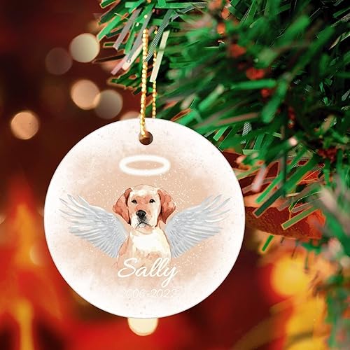 Adorno personalizado de alas de ángel para perro perro dueño de mascotas perro papá mamá niños Bull Terrier perro círculo plano adornos de Navidad