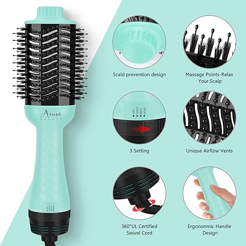 Miniatura 2 de Aima Beauty Cepillo secador de pelo voluminizador de un solo paso, cepillo de aire caliente mejorado 4 en 1 para menos encrespamiento, más brillo,