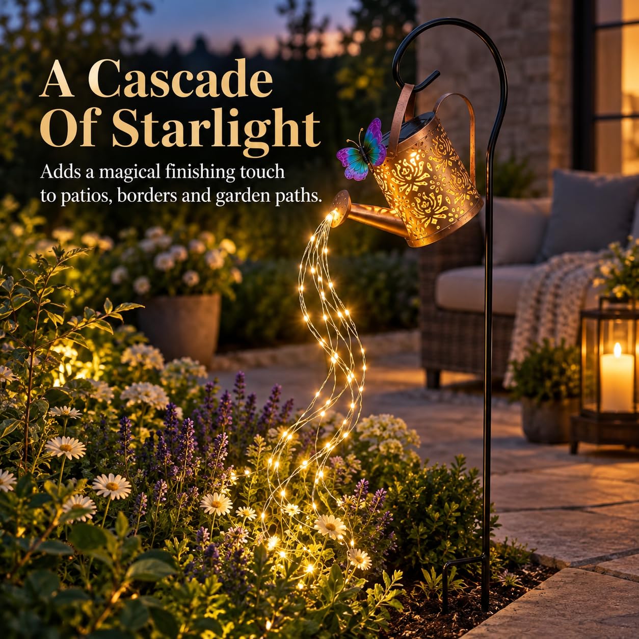 Annaffiatoio Solare Luminoso,Lampada da Giardino Decorativa con Cascata LED