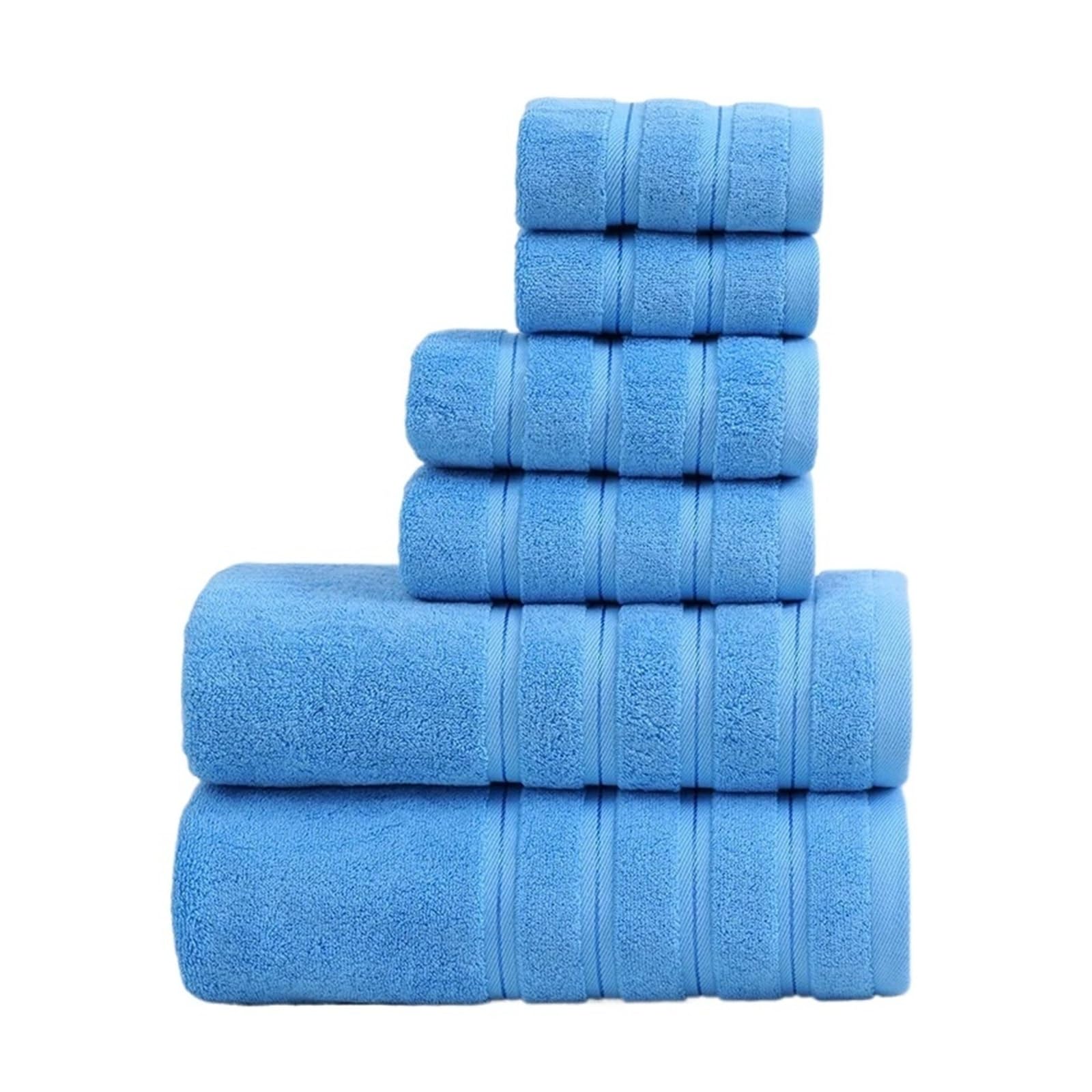 CHTKAGV 3-Piece Cotton Towel Set, Highly Absorbent Bath and Washcloths for Beach and Bathroom(Blue,35x75cm)