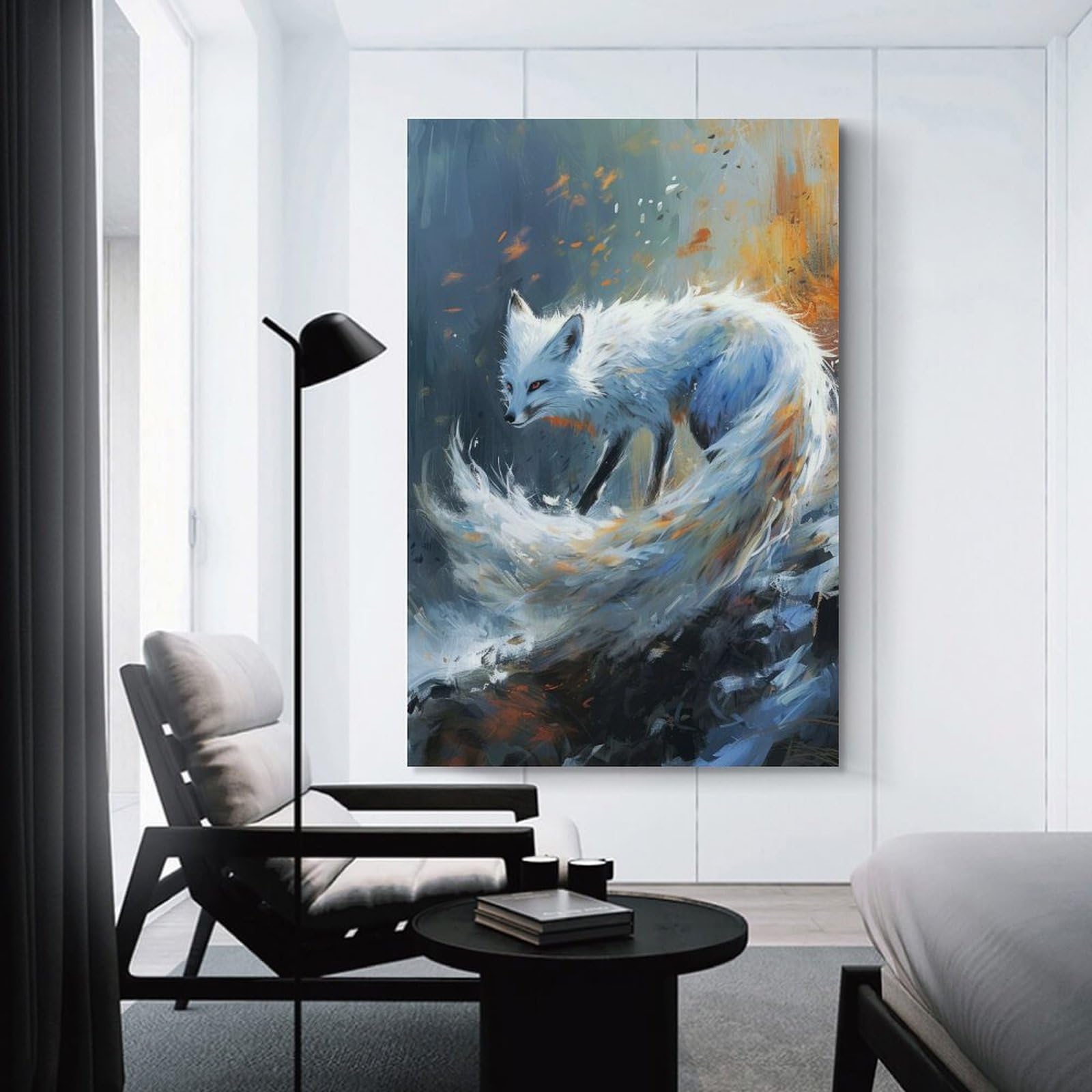Junmoney Wall Picture Print Ethereal Kitsune, 20x30inch(50x75cm), for Living Room, Lounge Or Sitting Room, Modern Wall Decor for Cosy Interiors