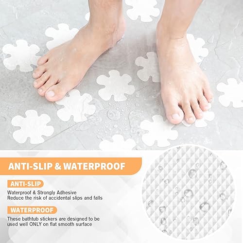 Miniatura 2 de Calcomanías antideslizantes para bañera, 24 calcomanías de ducha para tinas de baño seguras, para tina de baño, calcomanías adhesivas y raspador