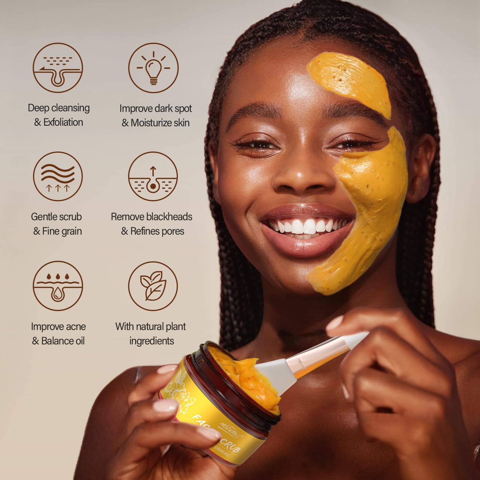 Set de Regalo de Exfoliante Facial, Limpiador Facial Exfoliante, Cúrcuma, Vitamina C, Azúcar Morena, Miel, Té Verde, Ácido Salicílico, Sal del Himalaya, Rosa, Regalo de Cumpleaños y Navidad, 4×100g