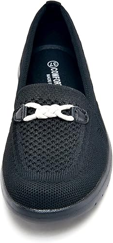 Miniatura 6 de Buyrew Mocasines para mujer, cómodos zapatos para caminar, de punto, elegantes, cómodos, informales, para el trabajo, planos