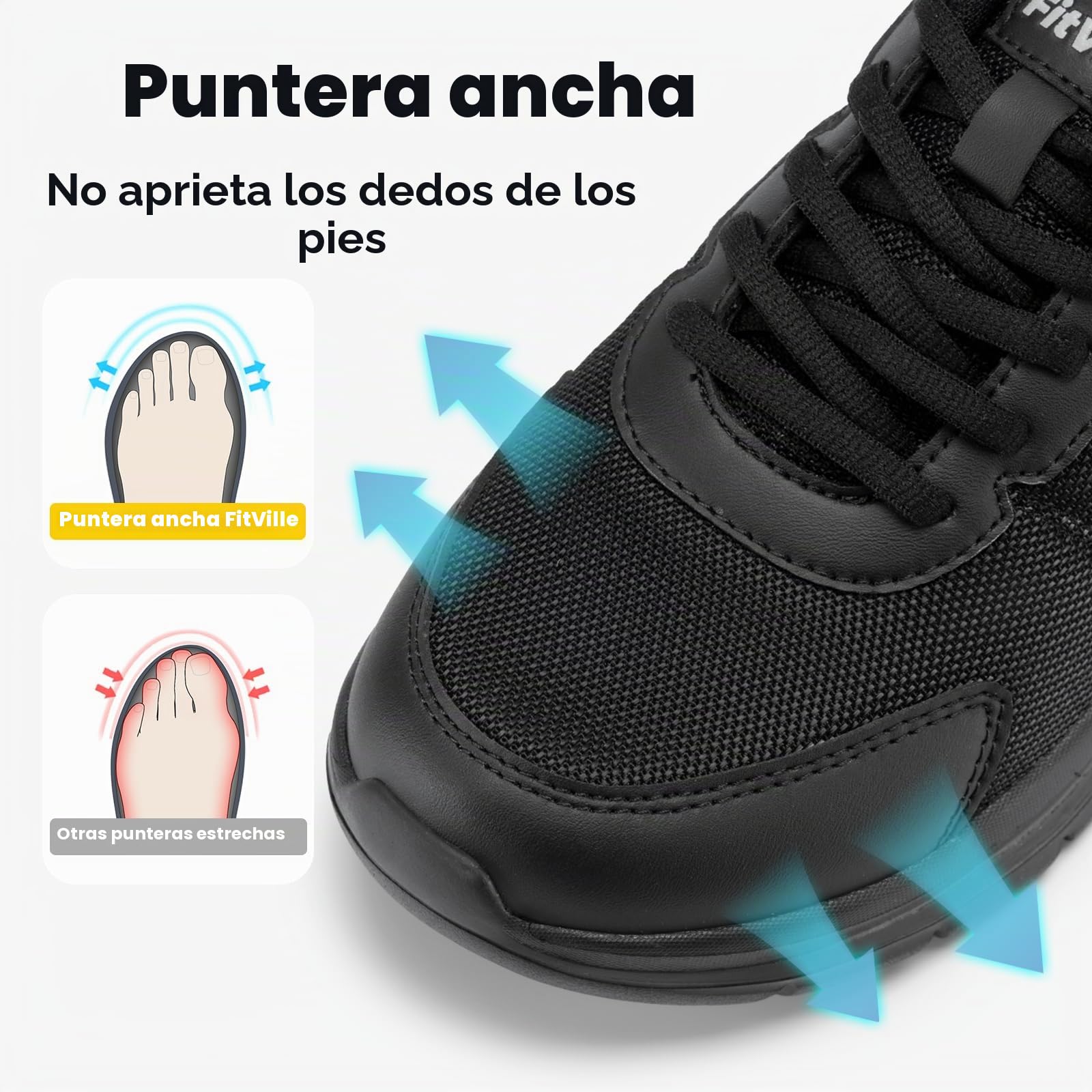 FitVille Zapatillas Caminar Hombre Extra Anchas Zapatos Hombre Casuales Sneakers Comodos Calzado Deporte Hombre Transpirables