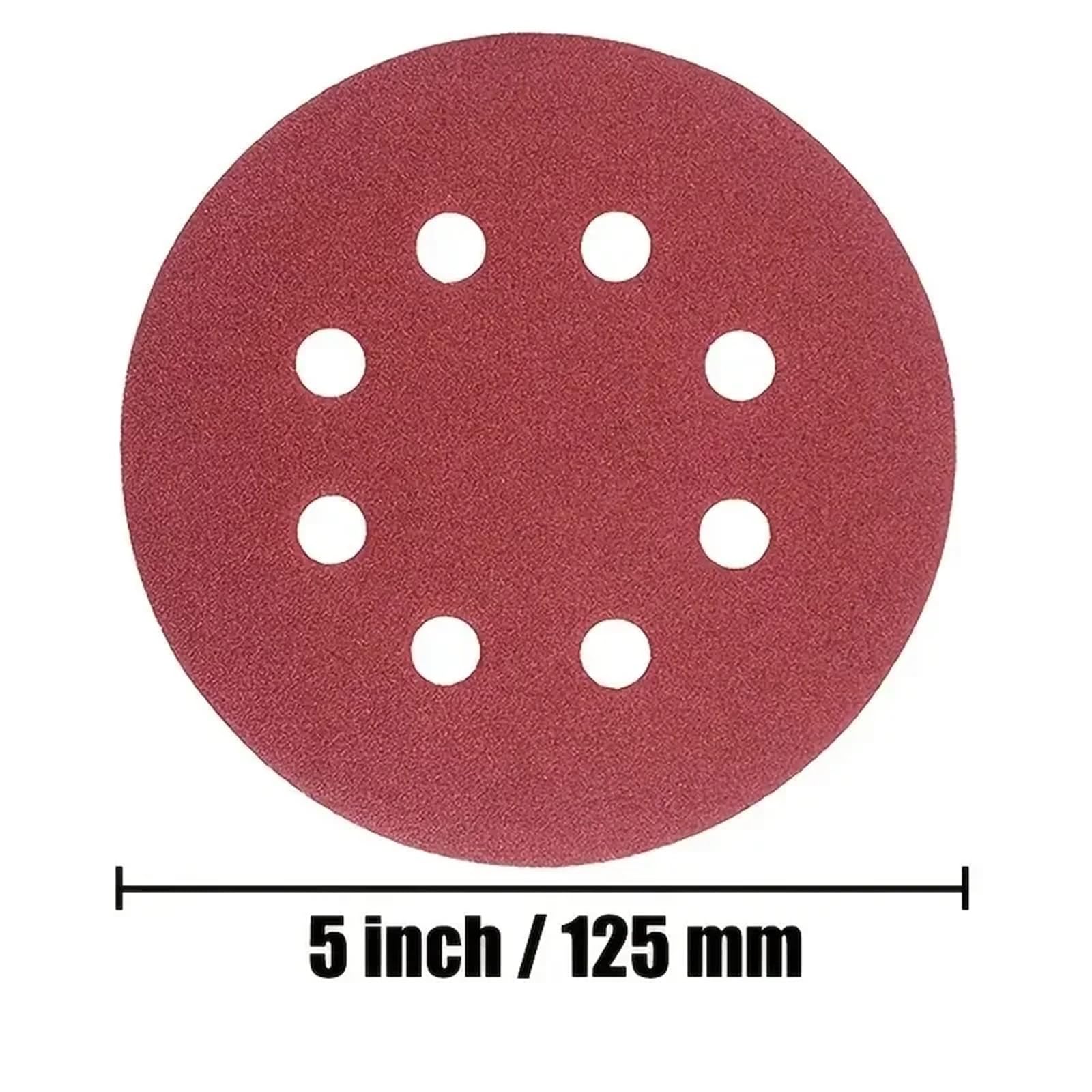 50 dischi abrasivi con gancio e anello da 5 pollici 8 fori, carta vetrata for levigatrice orbitale casuale per Levigatrice(50pcs 100Grits)