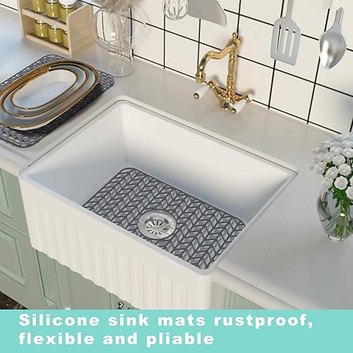Miniatura 6 de AWOKE Protectores de fregadero para fregadero de cocina, alfombrillas de fregadero de cocina de 18.2 x 12.5 pulgadas para la parte inferior del