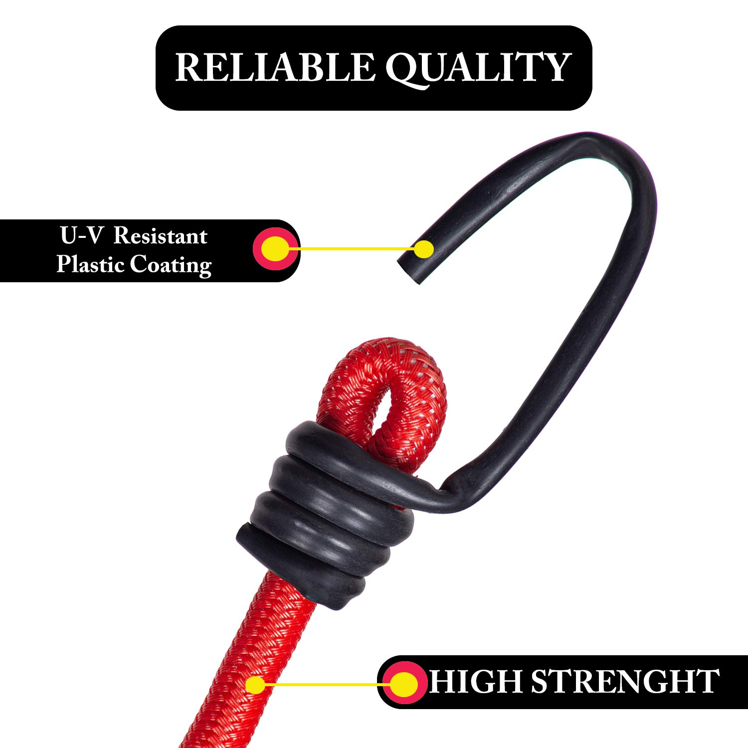 AQBAH High Strength Elastic Bungee/Shock Cord Luggage Tying Rope with Hooks 4ft (Color May Vary) -Set of 6 — Amazon image 4