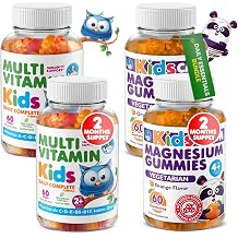 DR. MORITZ Kids Magnesium Gummies Orange Flavor 120 Count and Kids Multivitamin Gummies 120 Count - Relaxation & Health Support - Non-GMO, Vegetarian Toddler Vitamins