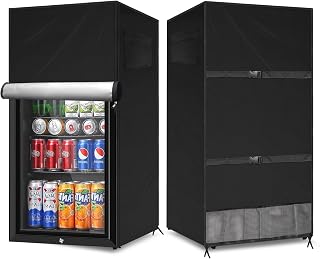 Outdoor Refrigerator Cover, Waterproof Upright Mini Upright Freezers Cover, Beverage Beer Refrigerator Protection Cover for most 3.0 Cubic Compact Mini Freezer (Black, 23" Lx23 Wx56 H)