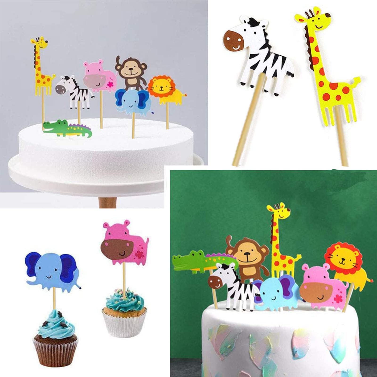 15 Tier-Cupcake-Toppers Für Dschungel-Party – Inkl. Papierstäbchen Zum Dekorieren