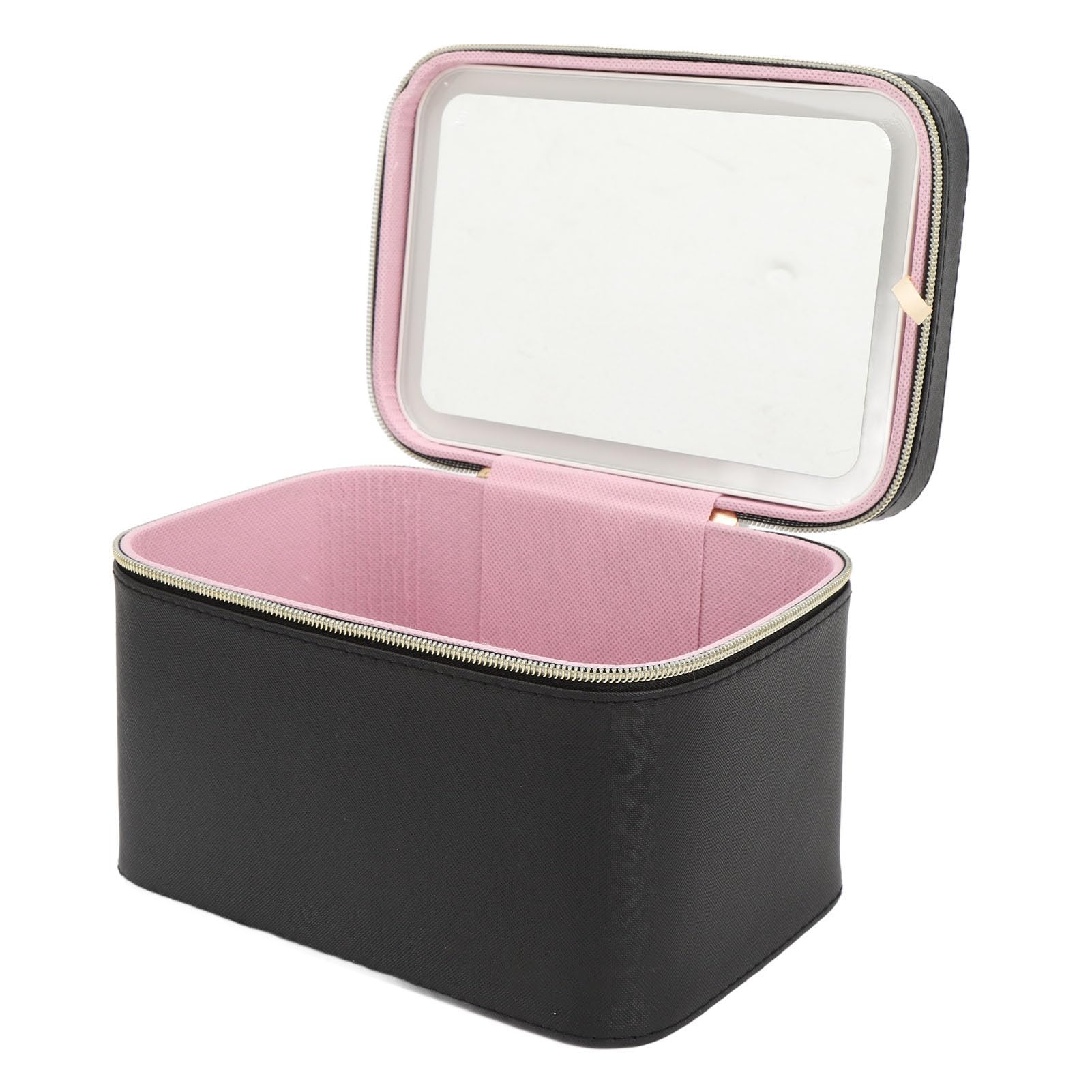 Zerodis Borsa per Cosmetici con Specchio LED Custodia per Trucco in PU con