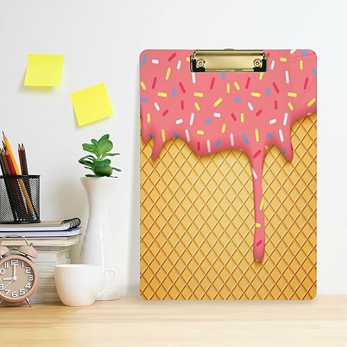 Miniatura 6 de Kigai Portapapeles de cono de helado, tamaño de letra estándar A4, portapapeles con clip de perfil bajo para aulas, oficinas, estudiantes