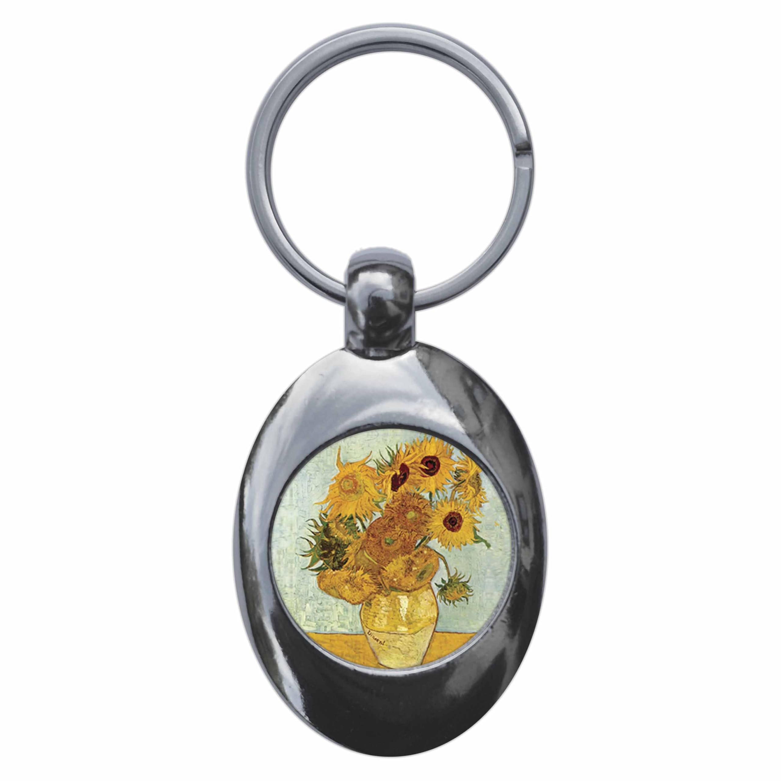 Ozorath Vincent Van Gogh Sunflowers Keyring Keychain Key Ring Chain With Trolley Coin