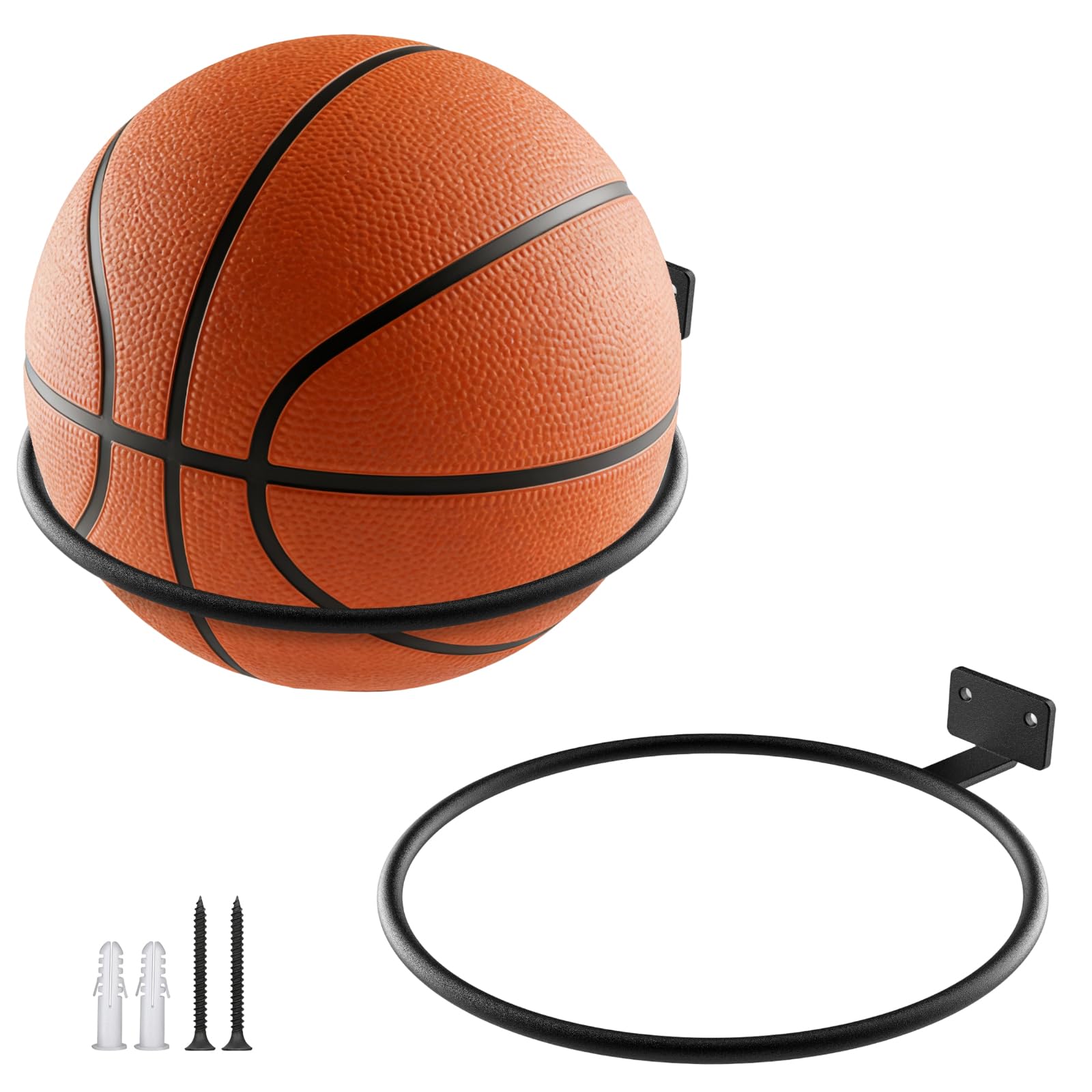 ASZUNE 2Pack Basketball Holder Ball Holder Wall Mount Storage Display Universal Ball Rack Metal Black Rack Holder Space Saver for Basketball Football Volleyball Soccer