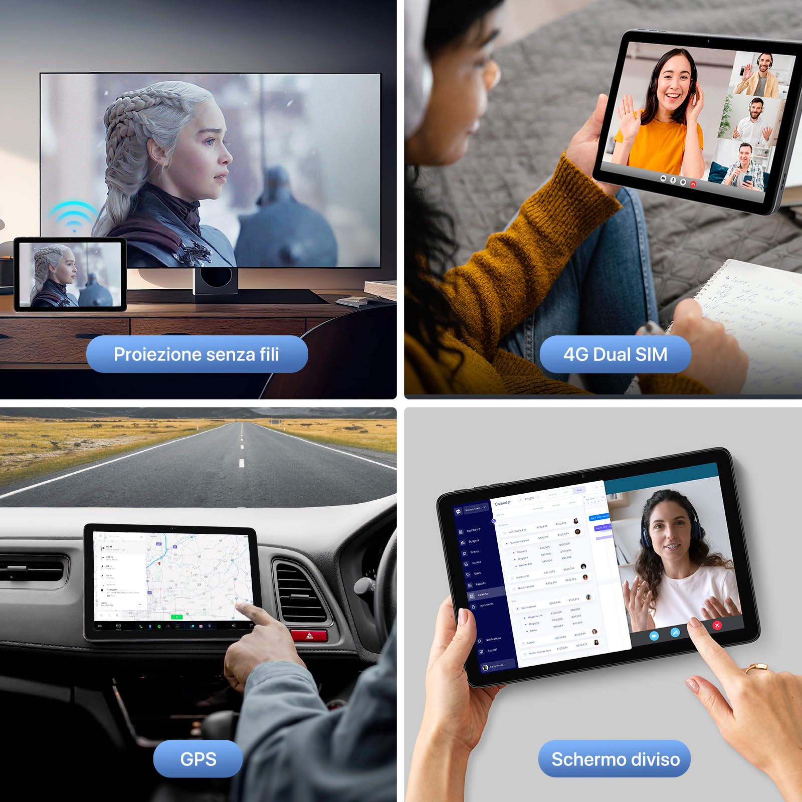 UMIDIGI Tablet 10 Pollici, Android 13 con Helio G99, 16GB RAM+128GB ROM/TF 1TB, 4G Dual SIM con Telefonica e Wifi, 8MP Camera/6000mAh/BT5.2/Face ID/GPS/OTG, G3 Tab Ultra