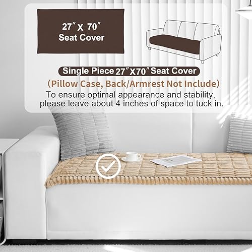 Miniatura 2 de Funda para sofá lavable para perros, funda antideslizante para sofá de 3 cojines, protector de muebles (1 unidad de 27.5 x 70 pulgadas, caqui)