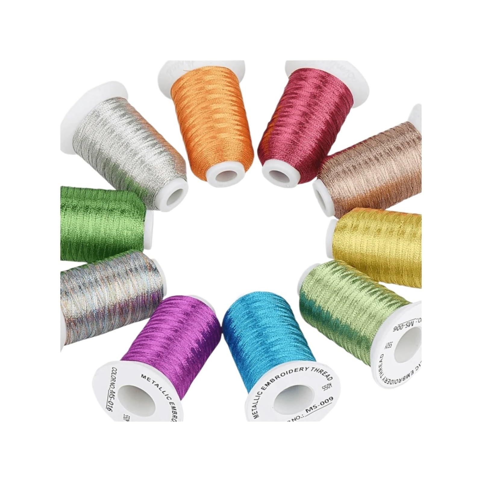 Kit De Hilo Bordar Metálico Colores Esenciales, 10 Uds., 500M