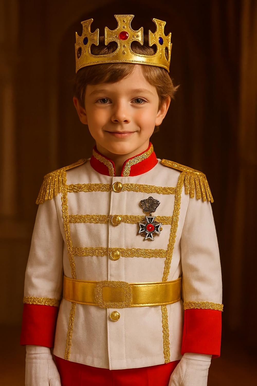 Condition photo showing New/Like New for kids prince charming costume for boys – royal prince uniform for halloween & dress up, ages 4–9 4–5 yrs height 43.3–47.2in